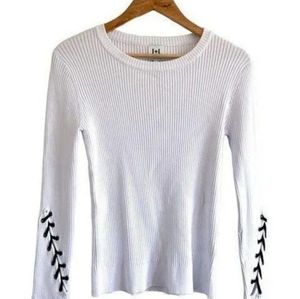 white knitted sweater